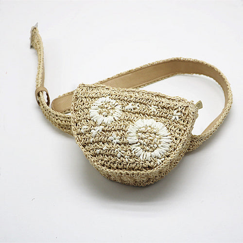 Flower Straw Waist Pack men women can be fitted with mobile phone keys purse women bag