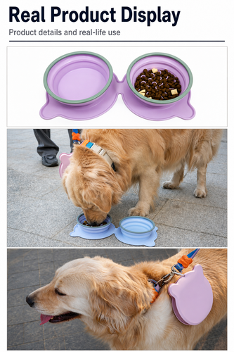 Collapsible Travel Double Pet Bowl