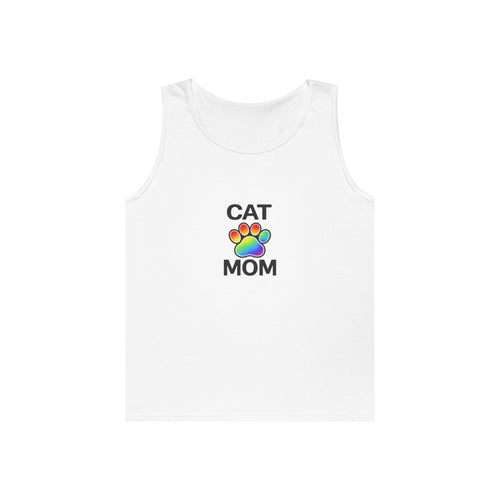 Pride Cat Mom Unisex Heavy Cotton Tank Top (8 Colors)