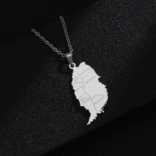 Stylish And Personalized Titanium Steel Smooth Golden Grenada Map