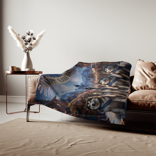 Happy Alaska Day Alaskan Malamutes Blanket