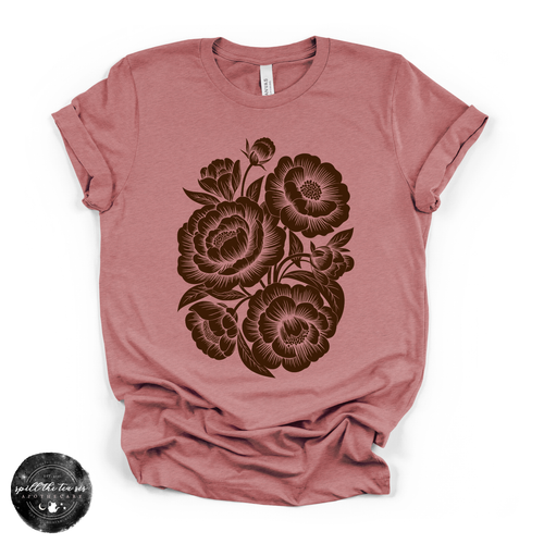 Brown Rose Tee | Vintage Botanical Floral Graphic T-Shirt