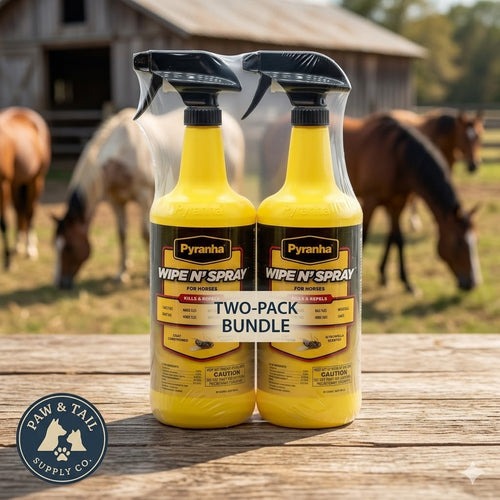 Pyranha Wipe N Spray Fly Repellent for Horses 32 oz. Long-Lasting Insect Control