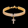 Gold-Tone Rhinestone Cross Pet Necklace