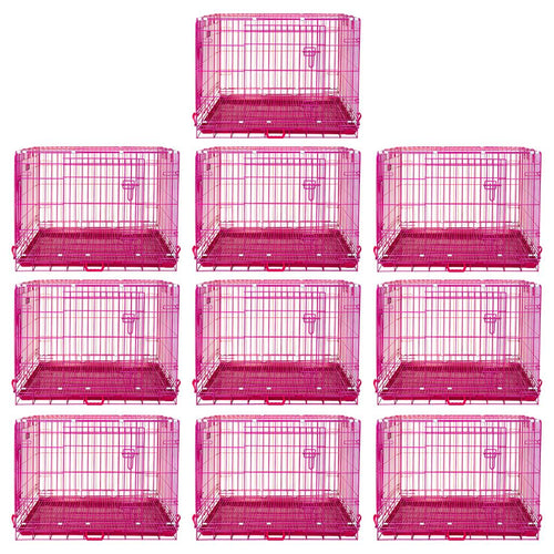 24-42 Collapsible Pink Dog Crate RED24-42