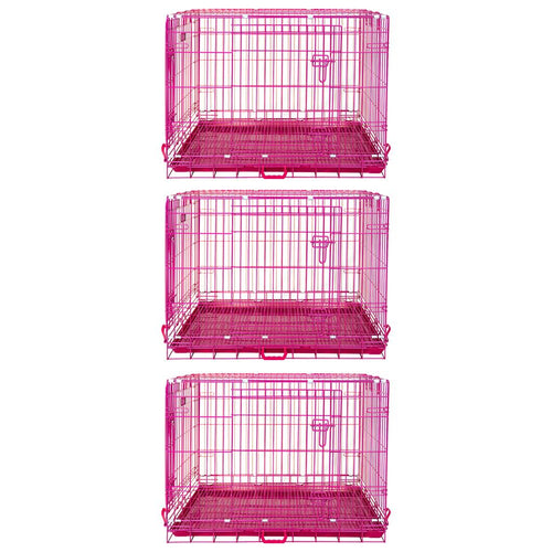 24-42 Collapsible Pink Dog Crate RED24-42