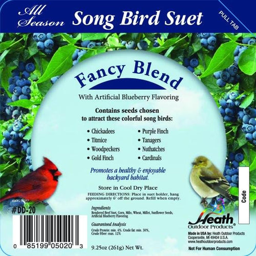 Heath Outdoor Fancy Blend Suet Cake 9.27oz High Energy All-Season Bird Food