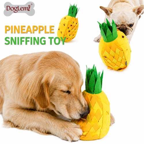 Interactive Pineapple Snuffle Dog Toy | Plush Treat Dispensing Puzzle Toy with Squeaker for Small Medium Large Dogs