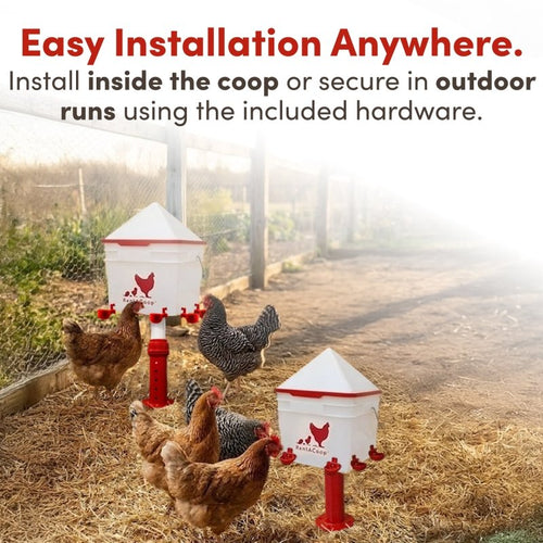 RentACoop 2 Gallon Chicken Waterer with 4 Cups and 4 Nipples - Corner Placement