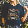 Midnight Garden Moth Tee | Celestial Botanical Moth Graphic T-Shirt