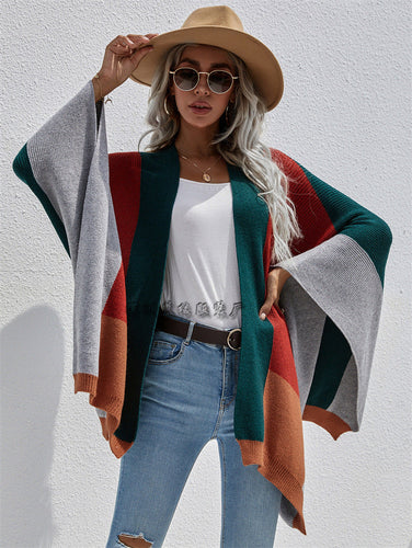 Women's Check Plus Size Loose Knit Cardigan