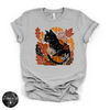 Fall Leaves Black Cat Tee | Autumn Cat Lover Graphic T-Shirt