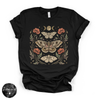 Midnight Garden Moth Tee | Celestial Botanical Moth Graphic T-Shirt