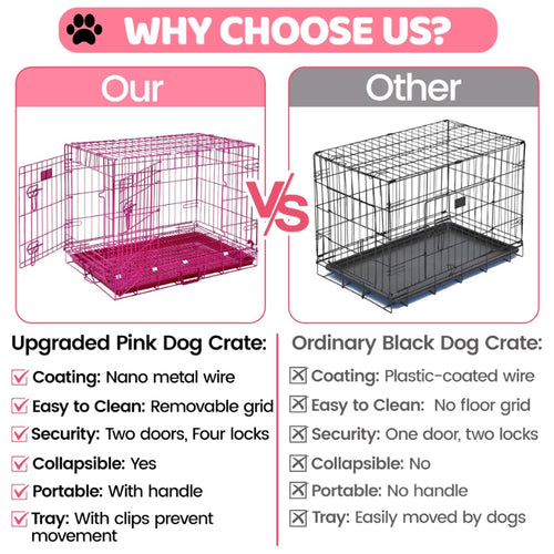 24-42 Collapsible Pink Dog Crate RED24-42