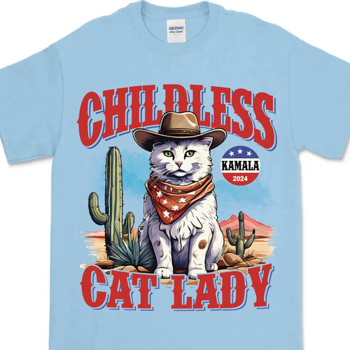 Childless Cat Lady Shirt | Kamala Harris 2024 Shirt | Democrat Shirt Bright T1239 - KH2