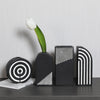 Black And White Striped Ceramic Dried Flower Vase Decorative Art Ornaments
