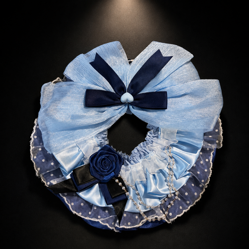 Blue Rosette Satin Lace Pet Bib Collar