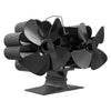 8 Leaf Double Head Fireplace Heat Power Fan