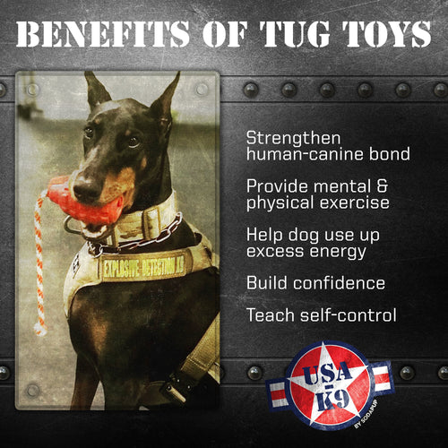 USA-K9 Grenade Shaped Durable Rubber Chew Toy, Treat Dispenser, Reward Toy, Tug Toy, and Retrieving Toy
