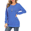 New Product Crossed Pockets Round Neck Long-sleeved T-shirt Women