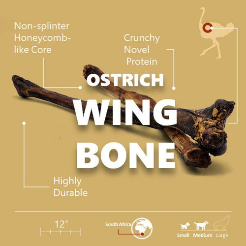 Ostrich Wing Bone (13 x 1.5): The Ultimate Long-Lasting Chew for Small Dogs & Light Chewers