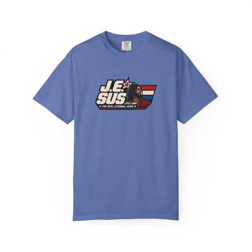 Jesus Retro Graphic T-Shirt — “J.E.SUS The  Real Eternal Hero” Christian Vintage Tee