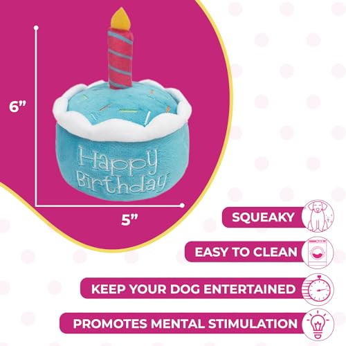 Blue Birthday Cake Plush Dog Toy - Glow Pups