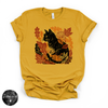 Fall Leaves Black Cat Tee | Autumn Cat Lover Graphic T-Shirt