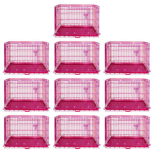 24-42 Collapsible Pink Dog Crate RED24-42