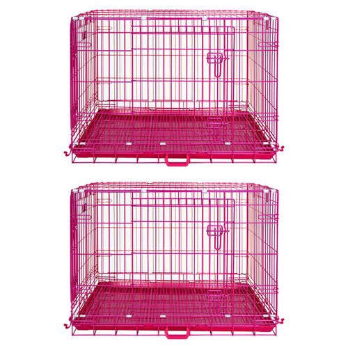 24-42 Collapsible Pink Dog Crate RED24-42