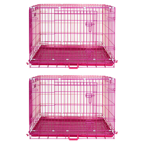 24-42 Collapsible Pink Dog Crate RED24-42