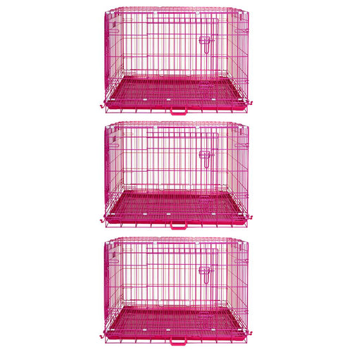 24-42 Collapsible Pink Dog Crate RED24-42