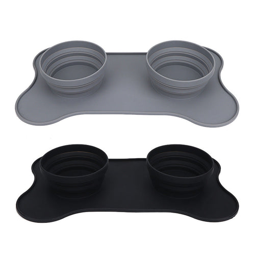 Silicone Pet Double Bowl with Mat
