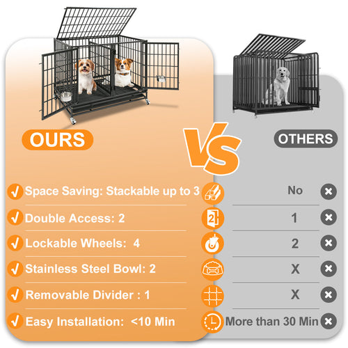42 Stackable Dog Crate with Divider 43S (Extra Height)