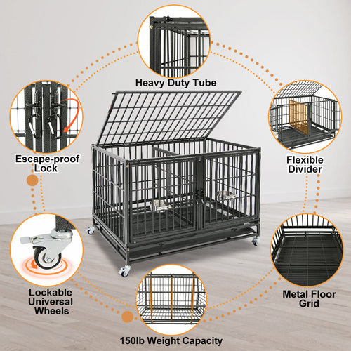 42 Stackable Dog Crate with Divider 43T (Standard Height)