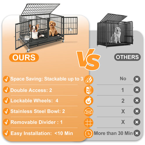 42 Stackable Dog Crate with Divider 43T (Standard Height)