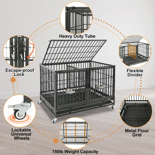 43 Three-Tier Foldable Dog Crate 43TTS