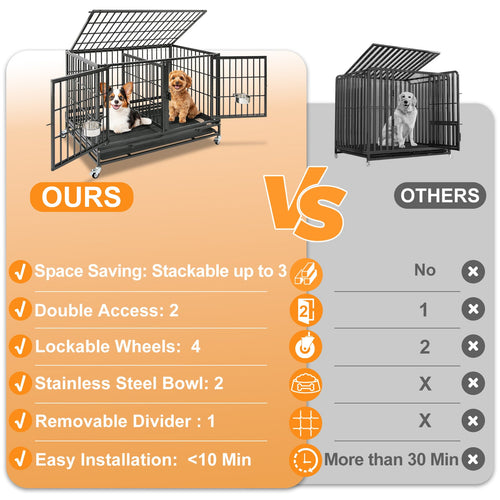 43 Three-Tier Foldable Dog Crate 43TTS
