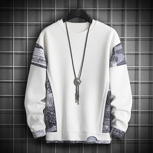 Men's Plus Size Waffle Contrast Color Stitching Sweatshirt