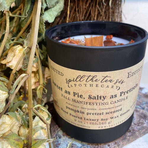 Sweet as Pie, Salty as Pretzels Intention Candle | Pumpkin Butter & Marshmallow Fall Soy Candle