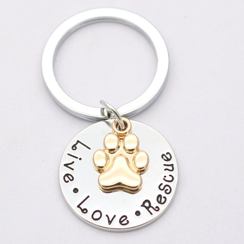 Pet Lover Dog Paw Necklace or Keychain Live · Love · Rescue