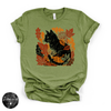Fall Leaves Black Cat Tee | Autumn Cat Lover Graphic T-Shirt