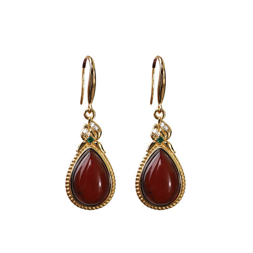 S925 Silver Gold Plated Jewelry Water Drop Blood Pearl Drop