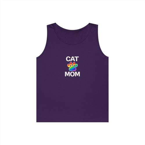 Pride Cat Mom Unisex Heavy Cotton Tank Top (8 Colors)