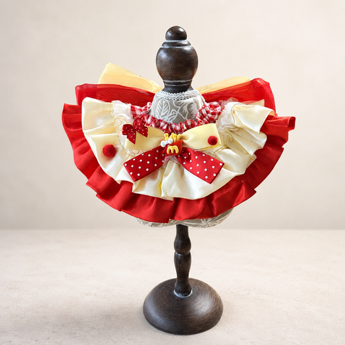 Red Yellow Satin Lace Pet Bib Collar