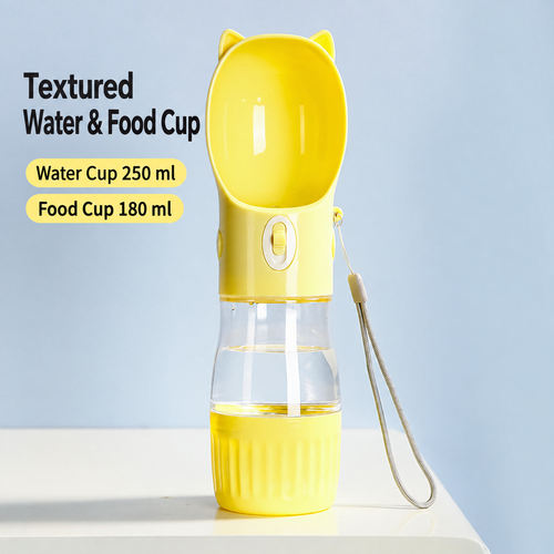 Cat-Ear Portable Pet Water Bottle with Food Cup