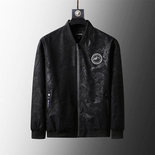 BLACK  Plus Size Loose Clothes Men's Stand-up Collar Jacket