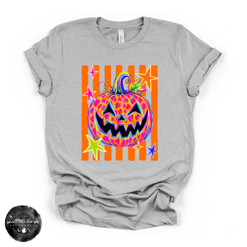 Leopard Print Jack O'Lantern Tee | Trendy Halloween Pumpkin Graphic T-Shirt