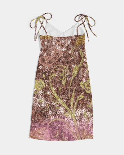 BEAUTIFUL PURPLE GITTER DESIGN CREATED BY FLIPSTYLEZ Women's All-Over Print Tie Strap Split Dress