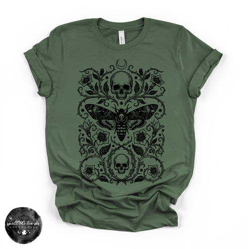Skull Moth Tee | Gothic Death's Head Moth Graphic T-Shirt {BLACK DESIGN}